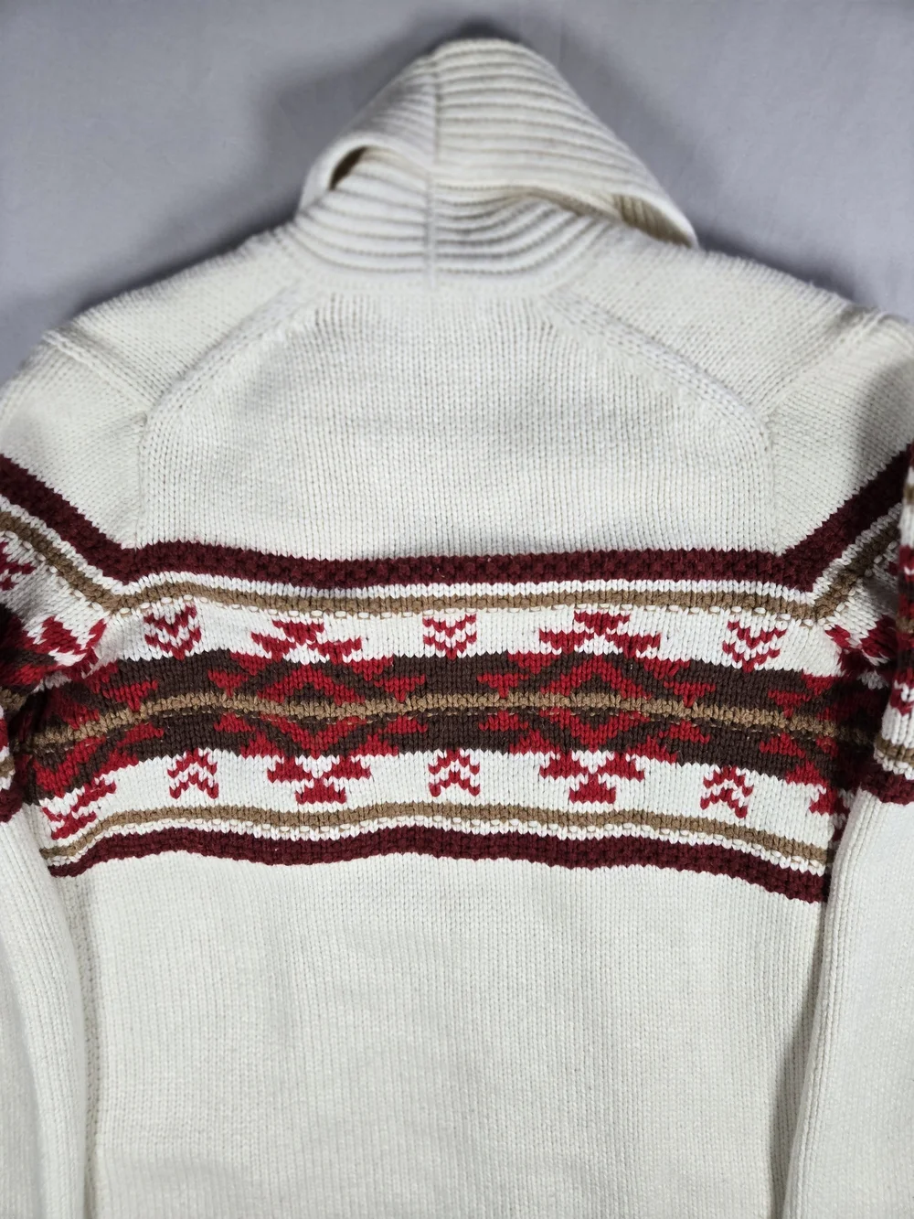 Marine Layer Brooklyn Shawl Collar Cardigan Sweater Cream Red Nortic Fwir Isle S